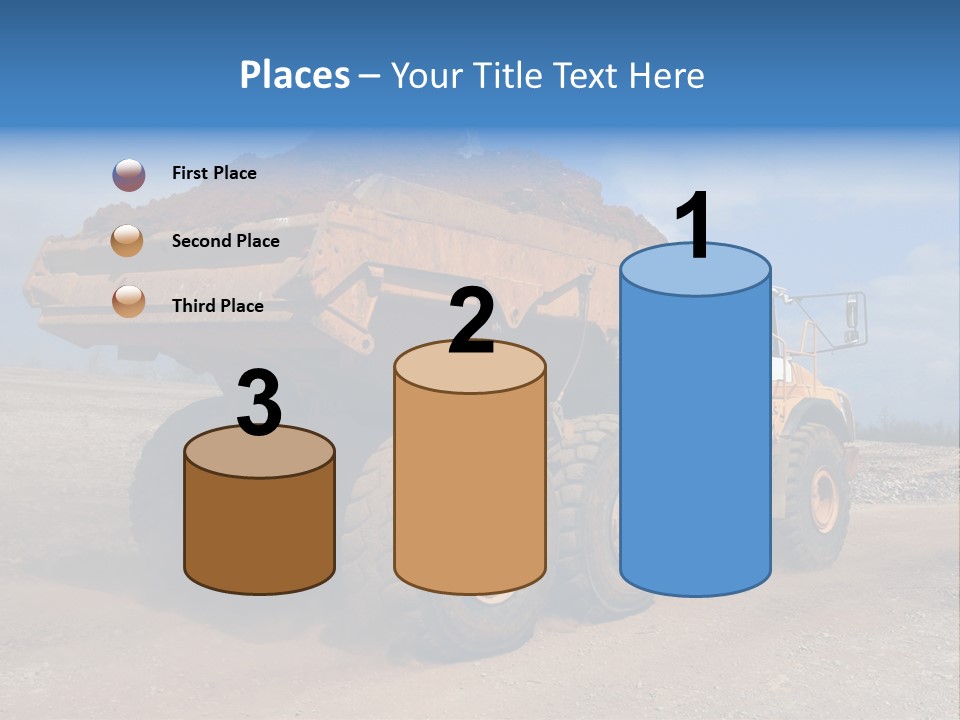 A Dump Truck With A Load Of Dirt On Top Of It PowerPoint Template