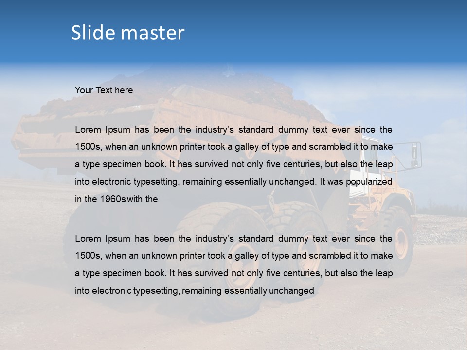 A Dump Truck With A Load Of Dirt On Top Of It PowerPoint Template