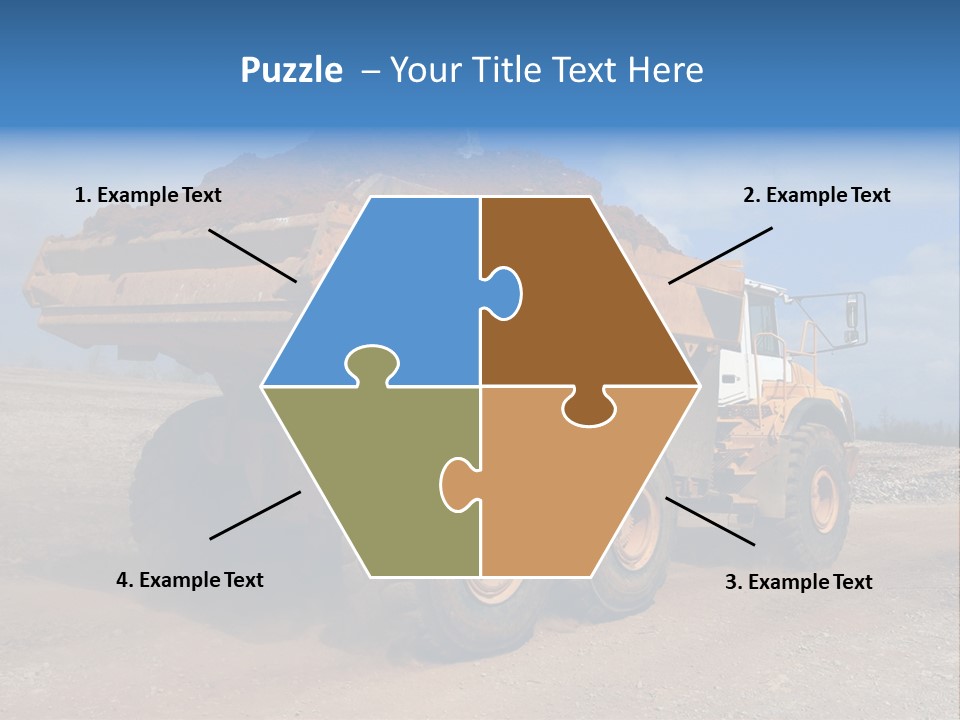 A Dump Truck With A Load Of Dirt On Top Of It PowerPoint Template