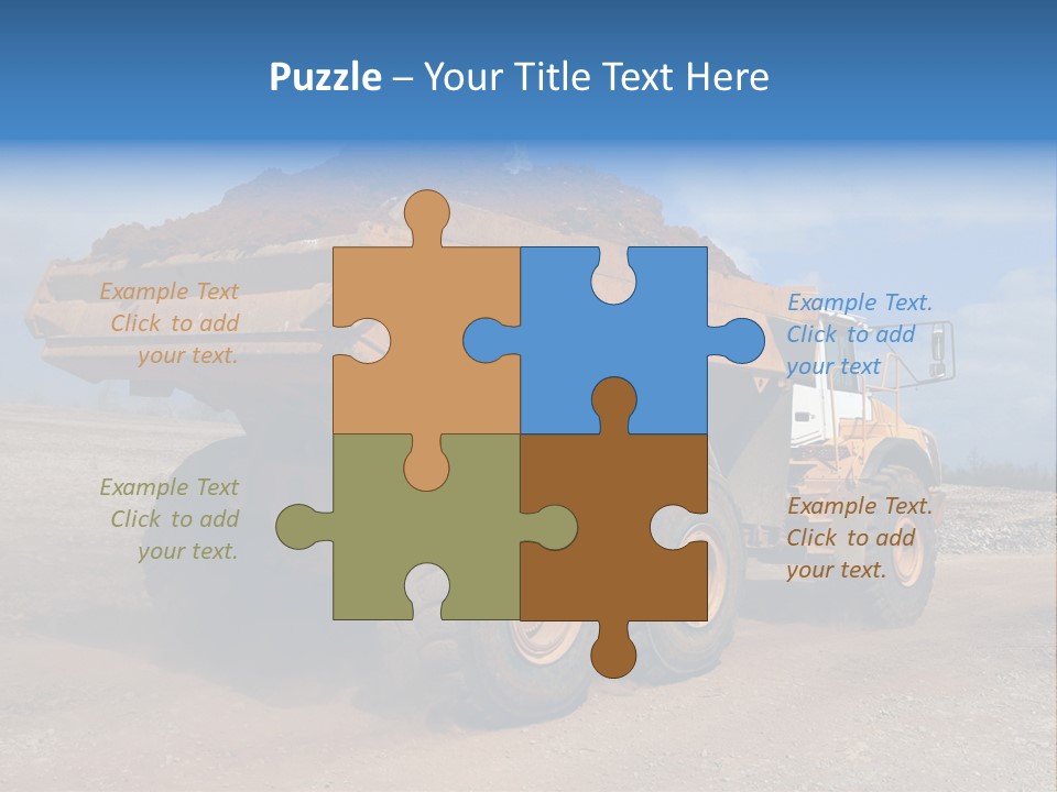 A Dump Truck With A Load Of Dirt On Top Of It PowerPoint Template