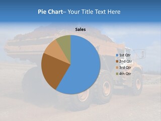 A Dump Truck With A Load Of Dirt On Top Of It PowerPoint Template