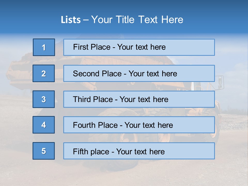 A Dump Truck With A Load Of Dirt On Top Of It PowerPoint Template