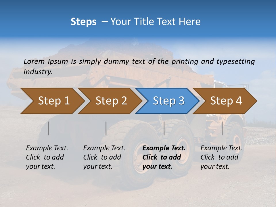 A Dump Truck With A Load Of Dirt On Top Of It PowerPoint Template