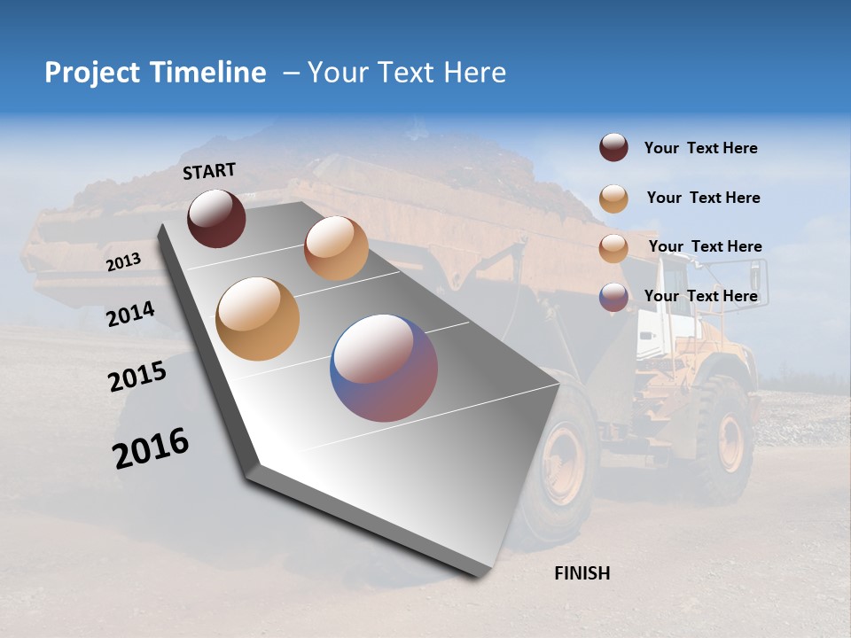 A Dump Truck With A Load Of Dirt On Top Of It PowerPoint Template