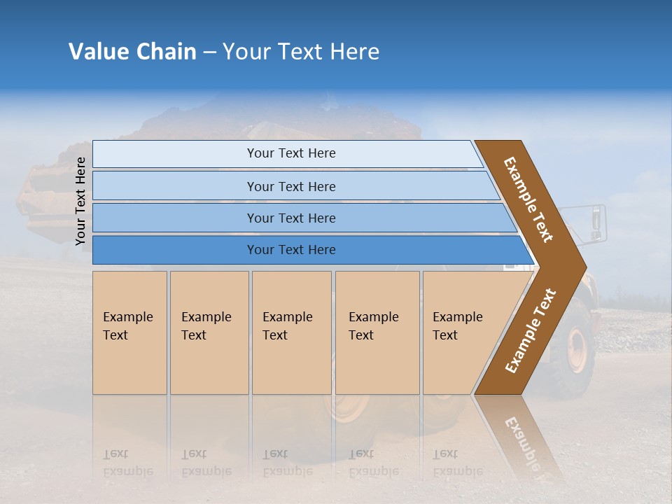 A Dump Truck With A Load Of Dirt On Top Of It PowerPoint Template
