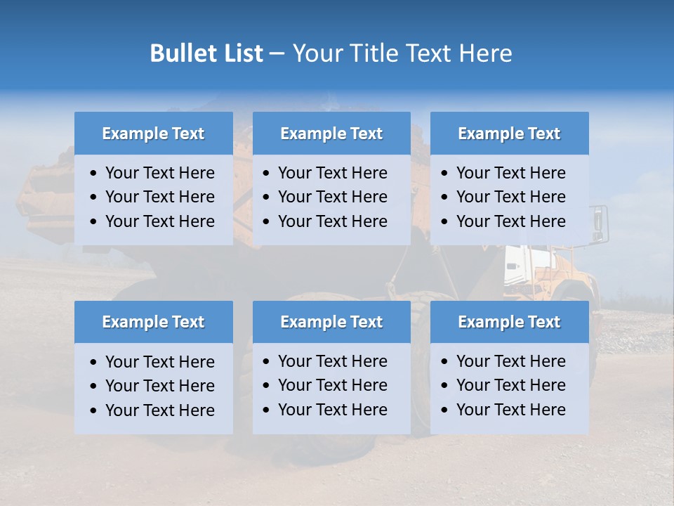 A Dump Truck With A Load Of Dirt On Top Of It PowerPoint Template