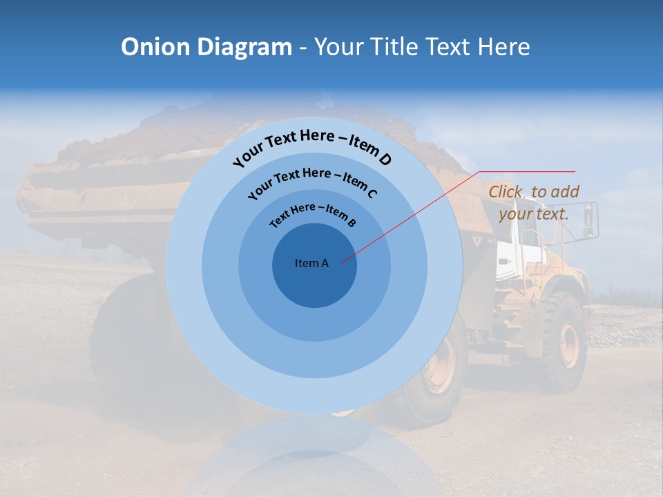 A Dump Truck With A Load Of Dirt On Top Of It PowerPoint Template