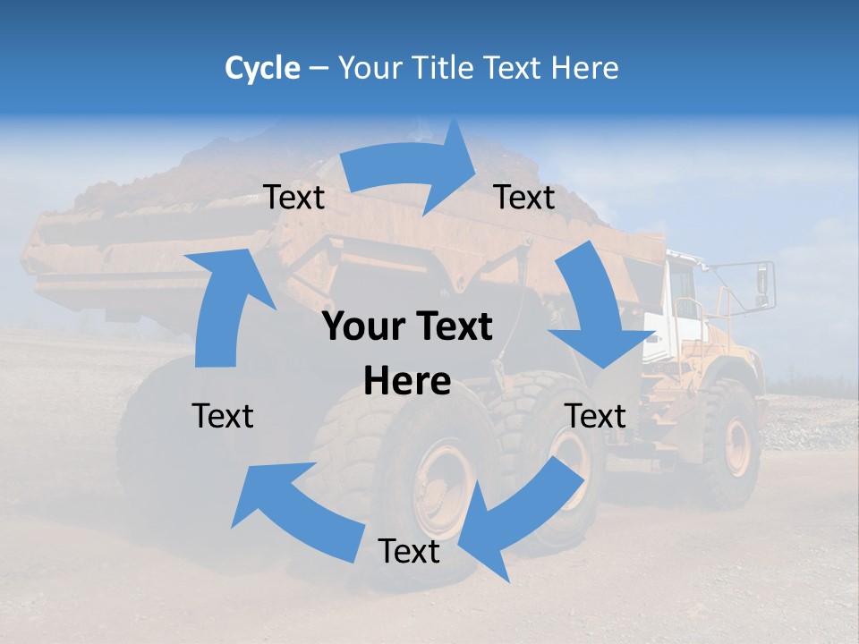 A Dump Truck With A Load Of Dirt On Top Of It PowerPoint Template