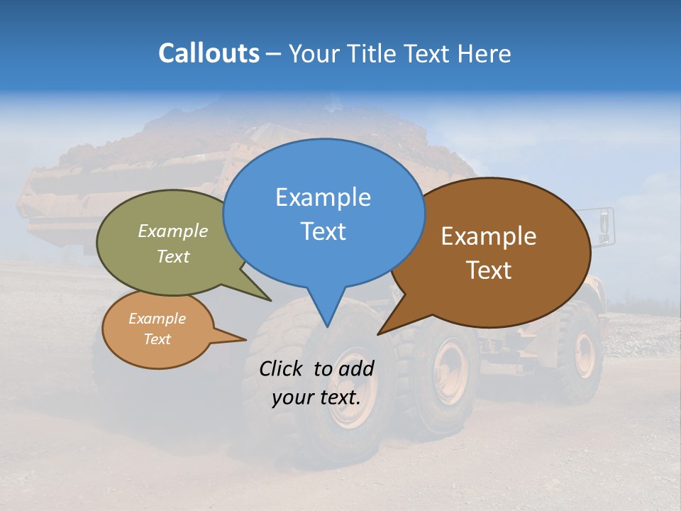 A Dump Truck With A Load Of Dirt On Top Of It PowerPoint Template