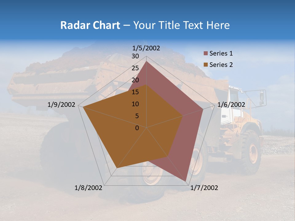 A Dump Truck With A Load Of Dirt On Top Of It PowerPoint Template