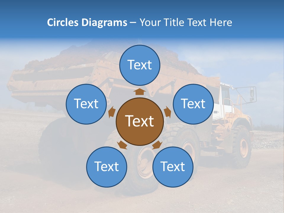 A Dump Truck With A Load Of Dirt On Top Of It PowerPoint Template