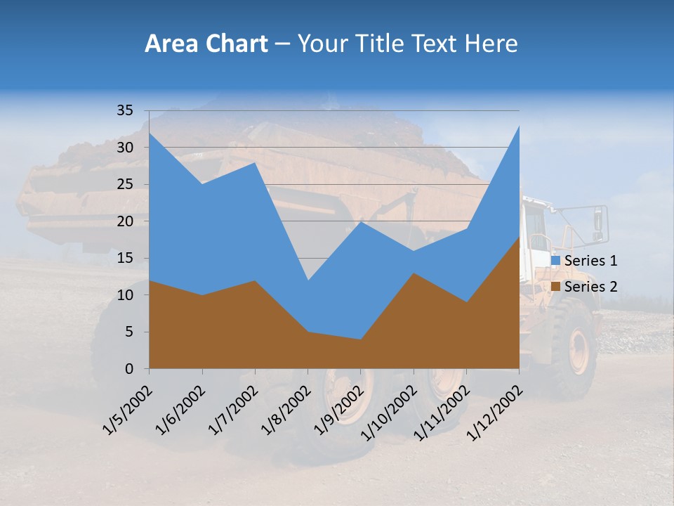 A Dump Truck With A Load Of Dirt On Top Of It PowerPoint Template