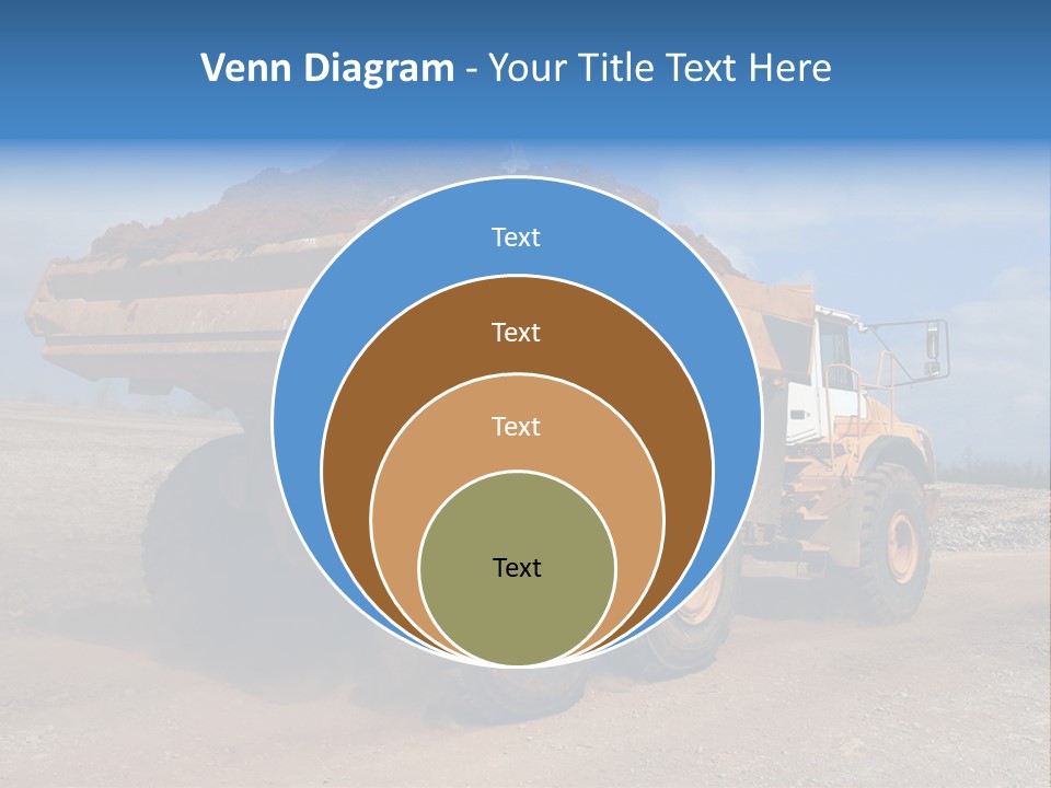 A Dump Truck With A Load Of Dirt On Top Of It PowerPoint Template