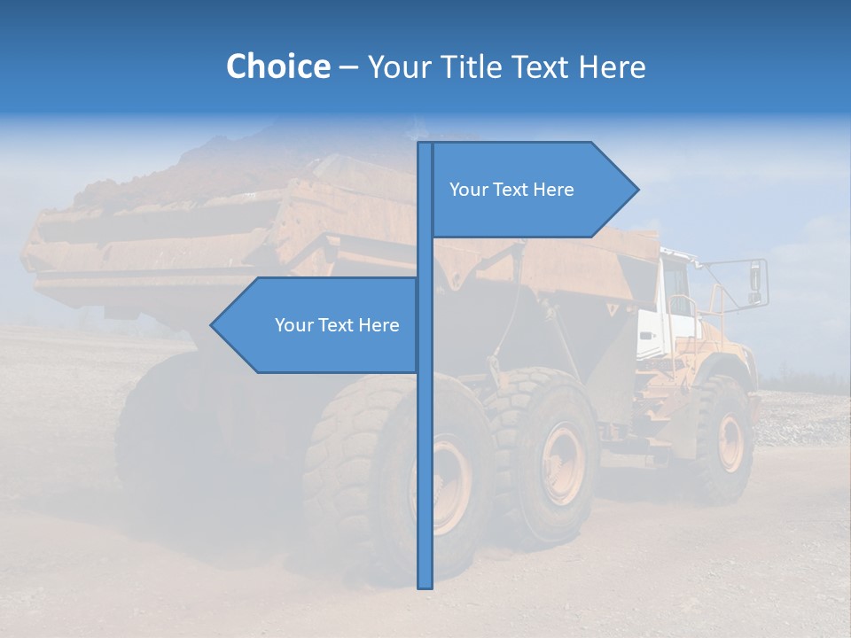 A Dump Truck With A Load Of Dirt On Top Of It PowerPoint Template