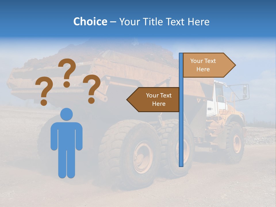 A Dump Truck With A Load Of Dirt On Top Of It PowerPoint Template