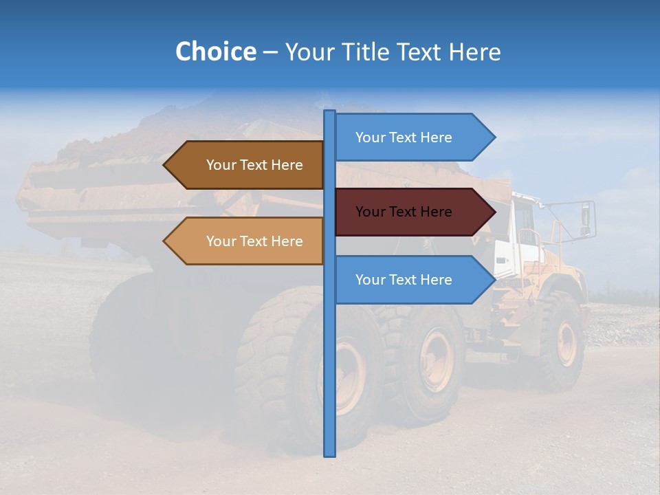 A Dump Truck With A Load Of Dirt On Top Of It PowerPoint Template
