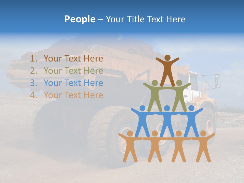 A Dump Truck With A Load Of Dirt On Top Of It PowerPoint Template
