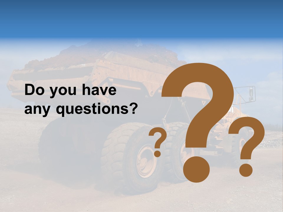 A Dump Truck With A Load Of Dirt On Top Of It PowerPoint Template