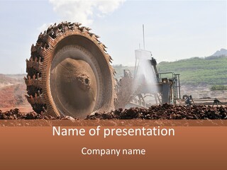 A Tractor Is Dumping Dirt On A Farm Field PowerPoint Template