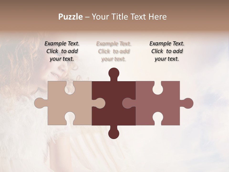 A Little Girl In A White Angel Outfit PowerPoint Template