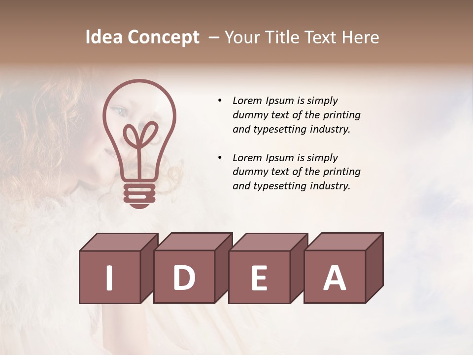 A Little Girl In A White Angel Outfit PowerPoint Template