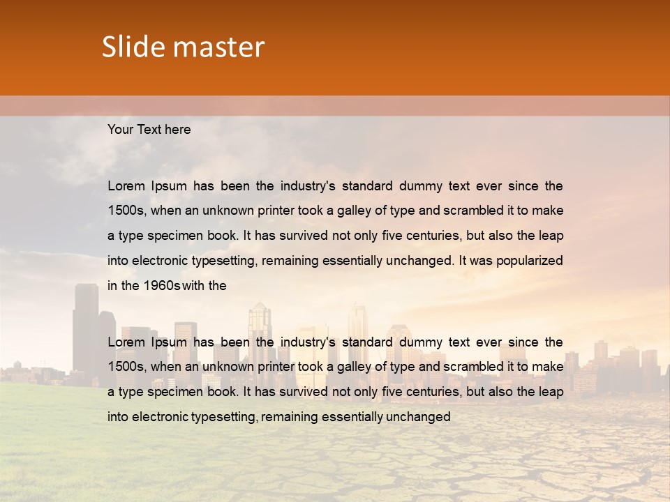 A Green Field With A City In The Background PowerPoint Template