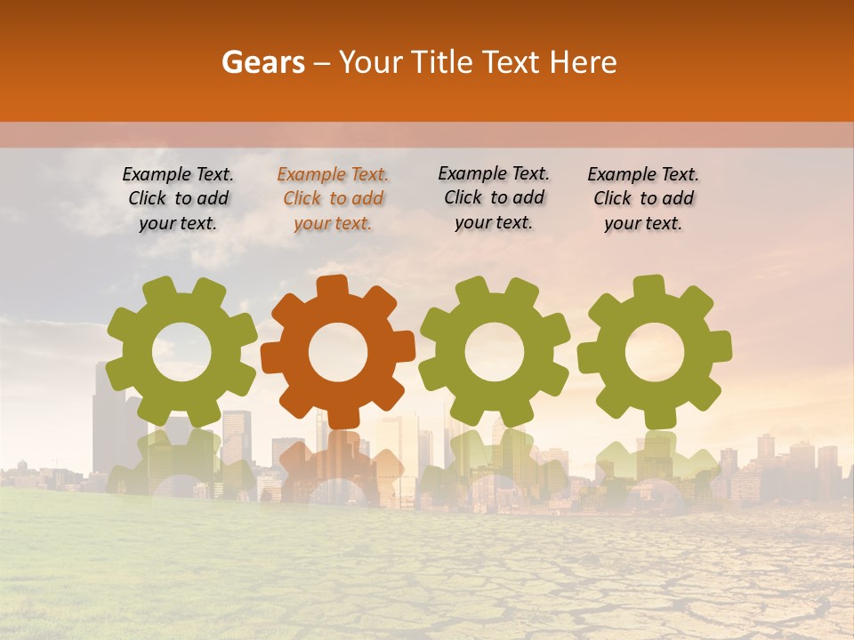 A Green Field With A City In The Background PowerPoint Template