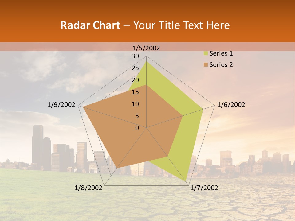 A Green Field With A City In The Background PowerPoint Template