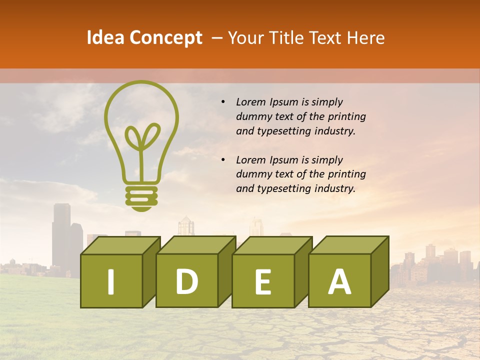 A Green Field With A City In The Background PowerPoint Template