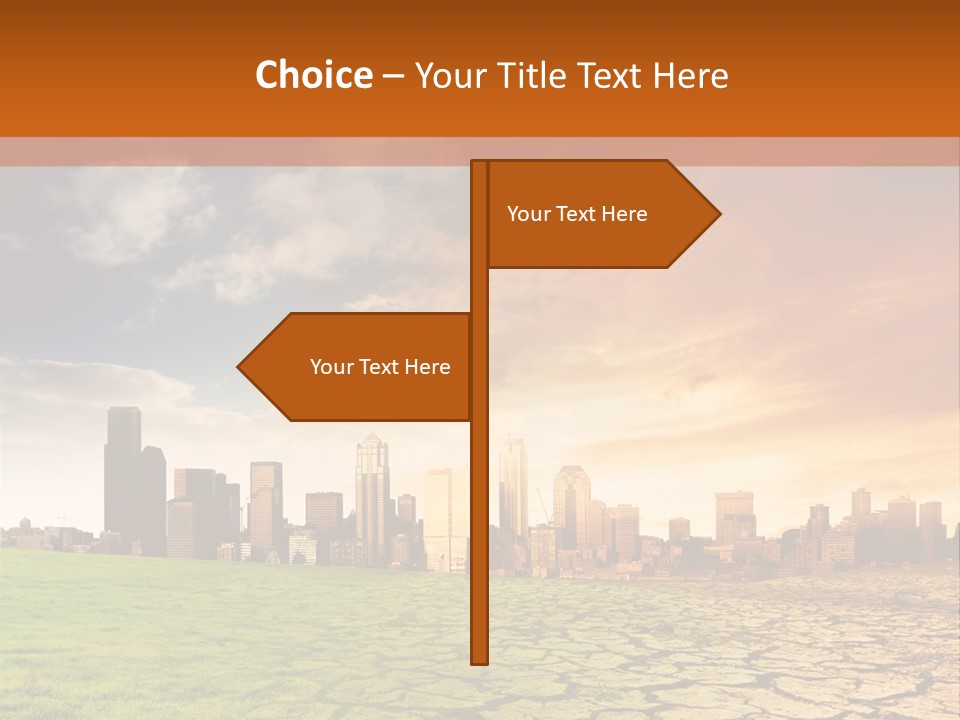 A Green Field With A City In The Background PowerPoint Template