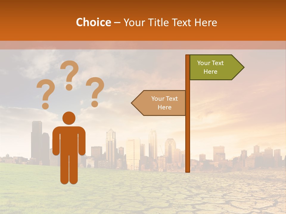 A Green Field With A City In The Background PowerPoint Template