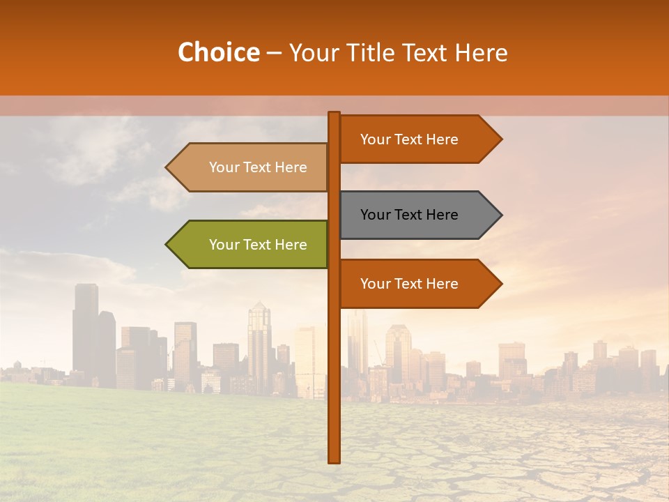 A Green Field With A City In The Background PowerPoint Template