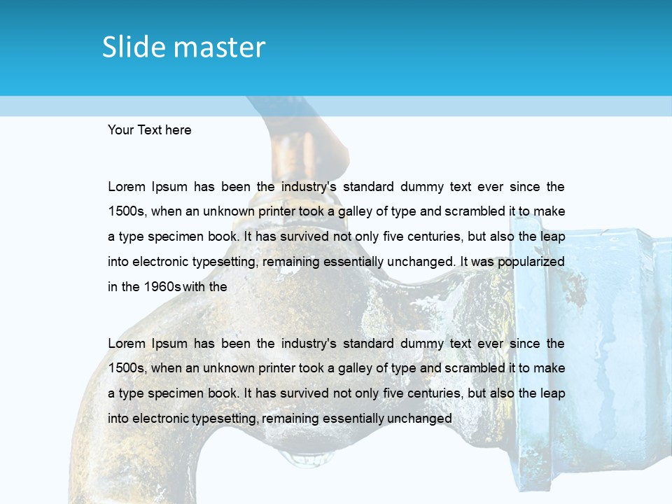 A Water Faucet With A Blue Hose Coming Out Of It PowerPoint Template