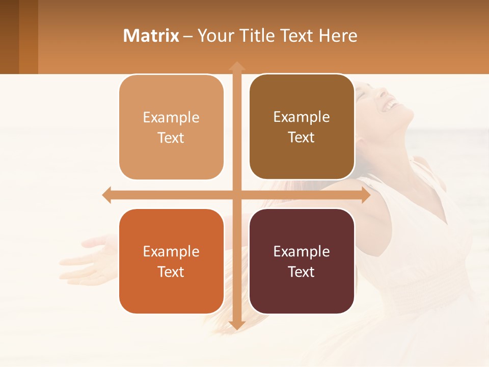 A Woman In A White Dress On The Beach With Her Arms Outstretched PowerPoint Template