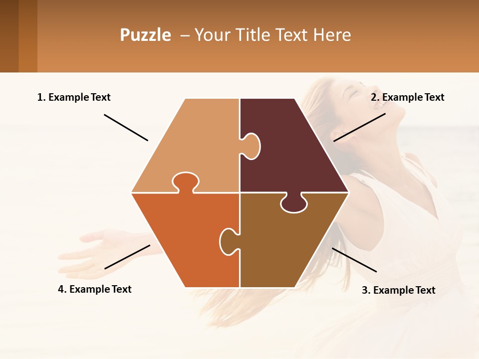 A Woman In A White Dress On The Beach With Her Arms Outstretched PowerPoint Template