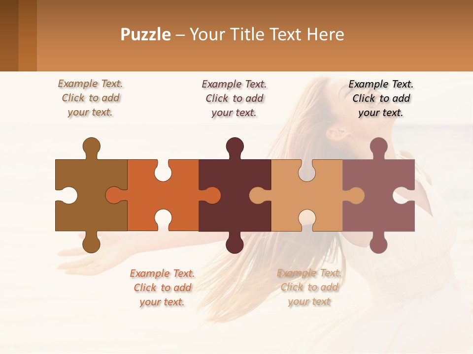 A Woman In A White Dress On The Beach With Her Arms Outstretched PowerPoint Template