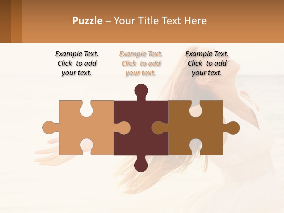 A Woman In A White Dress On The Beach With Her Arms Outstretched PowerPoint Template