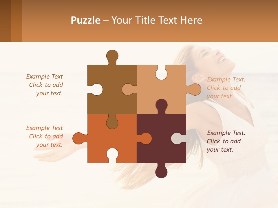 A Woman In A White Dress On The Beach With Her Arms Outstretched PowerPoint Template