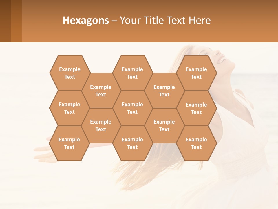 A Woman In A White Dress On The Beach With Her Arms Outstretched PowerPoint Template