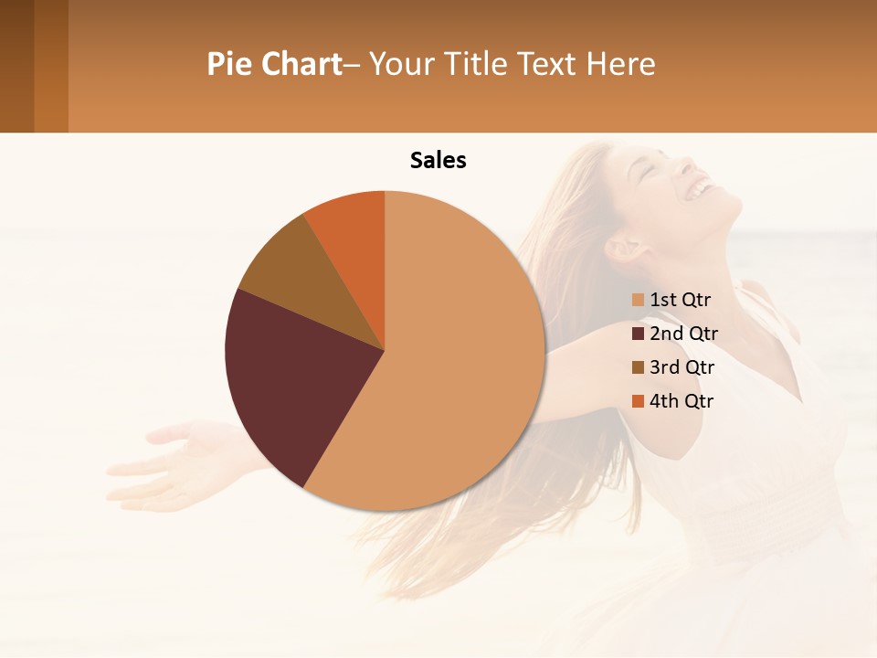 A Woman In A White Dress On The Beach With Her Arms Outstretched PowerPoint Template