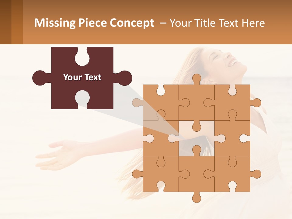 A Woman In A White Dress On The Beach With Her Arms Outstretched PowerPoint Template