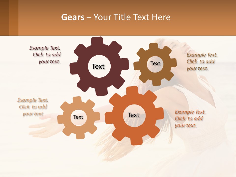 A Woman In A White Dress On The Beach With Her Arms Outstretched PowerPoint Template