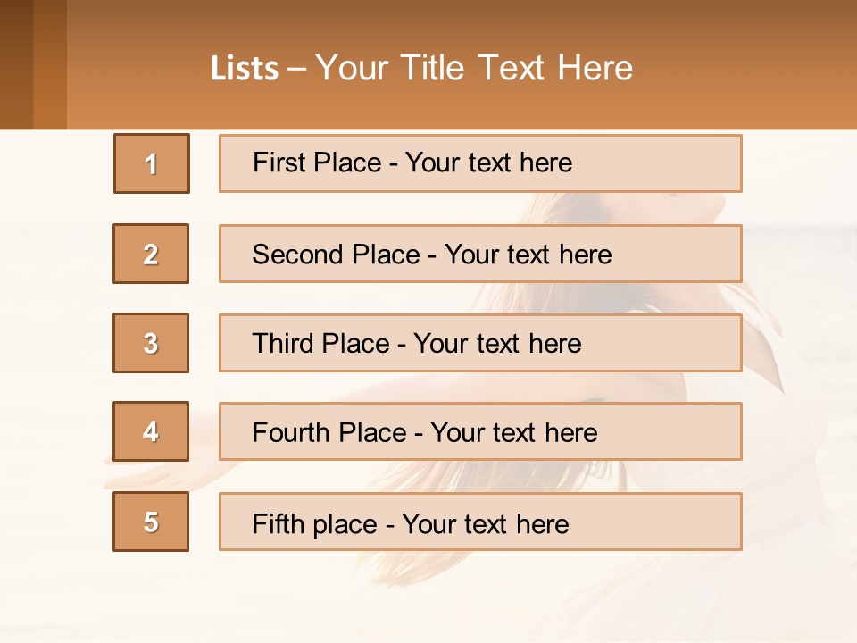 A Woman In A White Dress On The Beach With Her Arms Outstretched PowerPoint Template