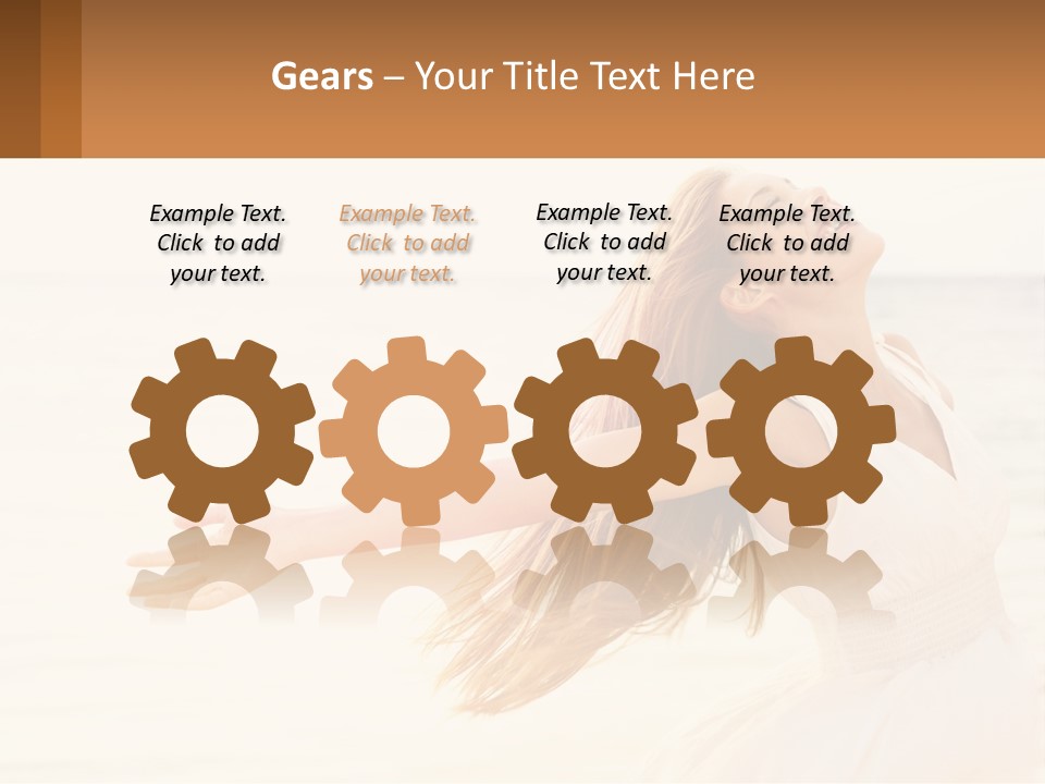 A Woman In A White Dress On The Beach With Her Arms Outstretched PowerPoint Template