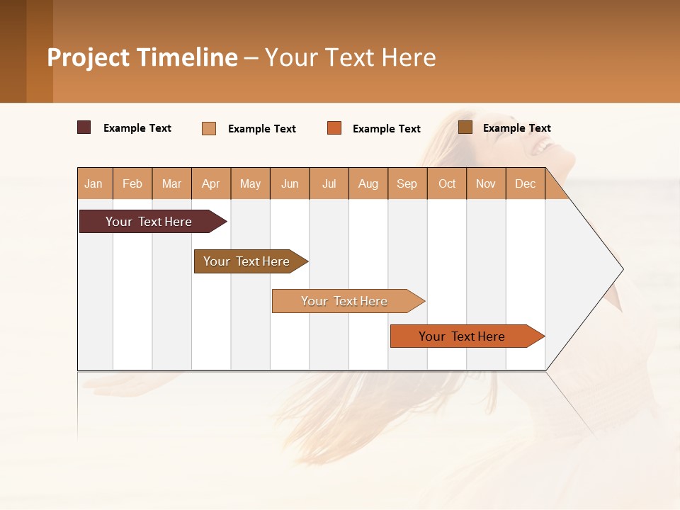 A Woman In A White Dress On The Beach With Her Arms Outstretched PowerPoint Template