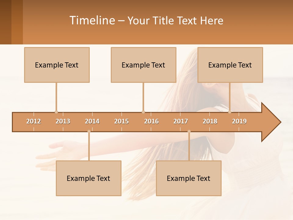 A Woman In A White Dress On The Beach With Her Arms Outstretched PowerPoint Template