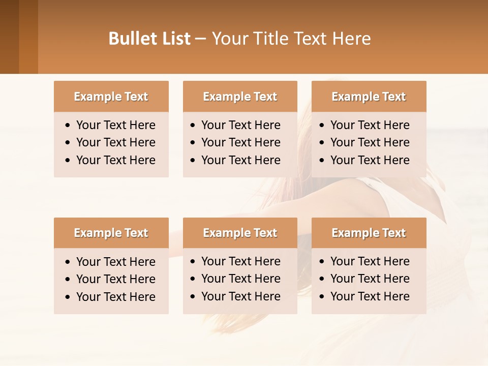 A Woman In A White Dress On The Beach With Her Arms Outstretched PowerPoint Template