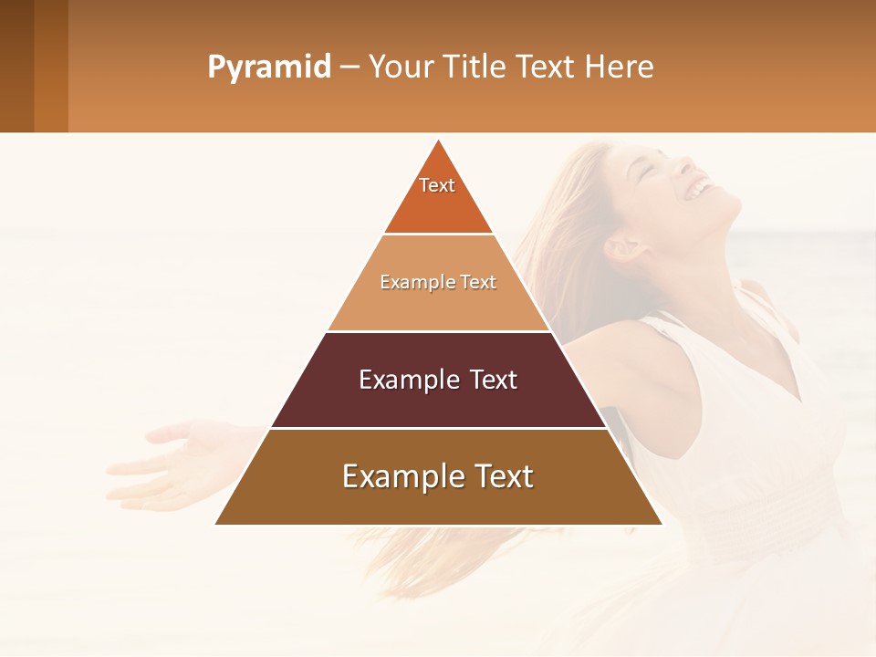 A Woman In A White Dress On The Beach With Her Arms Outstretched PowerPoint Template