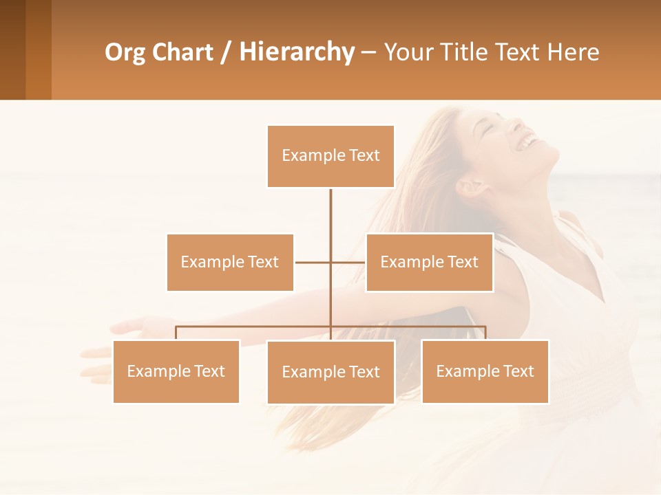 A Woman In A White Dress On The Beach With Her Arms Outstretched PowerPoint Template