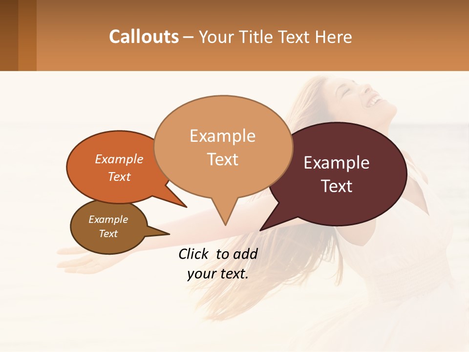 A Woman In A White Dress On The Beach With Her Arms Outstretched PowerPoint Template